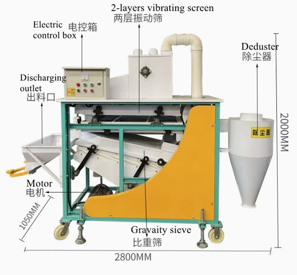 Seeds Grain Gravity Separator Screening Cleaning Machine